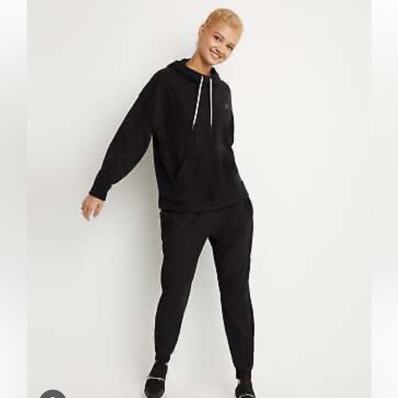 Champion Super soft fleece rib knit Hoodie Black Logo on sleeve Sz Medium - Picture 5 of 10